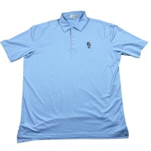 Peter Millar Summer Comfort Mens Large Polo Shirt Light Blue Dragon Logo Golf